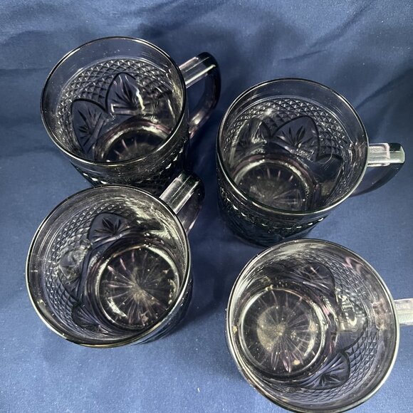 Cristal D'Arques Glasses Purple Amethyst Vintage Drink Handled Faceted Ornate - Picture 8 of 10